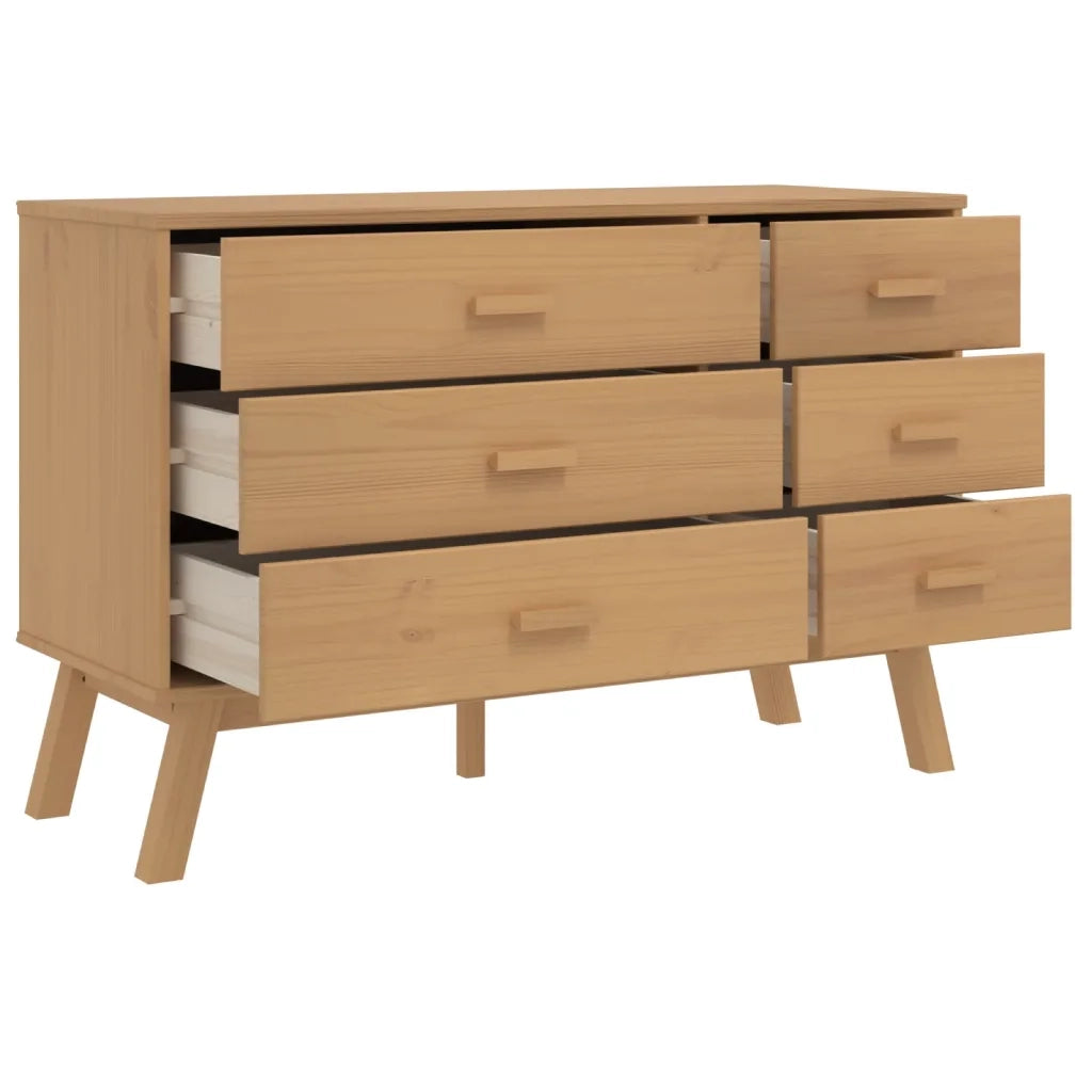 Cassettiera di design scandinavo 111 x 42 x 73,5 cm con ampio spazio contenitivo atmosfera accogliente in legno di pino marrone 02_0047358