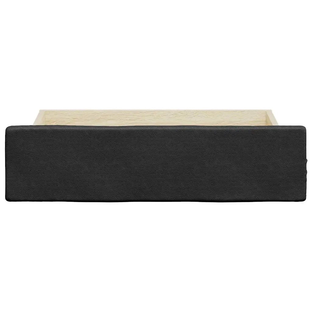 Cassetti da Letto 2pz Neri in Legno Multistrato e Similpelle 833922
