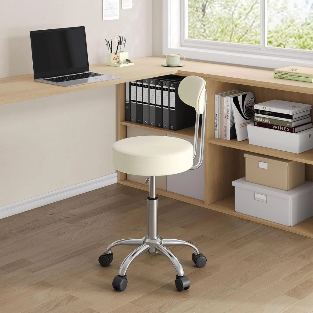 Sedie Ufficio Sedia da Scrivania Sgabelli con Schienale PU Cromato Girevole Moderno, per Ufficio, Salone, Massaggio, Toeletta Trucco, Crema