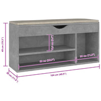 Scarpiera con Cuscino Grigio Cemento 104x30x49 cm in Truciolato cod mxl 55873