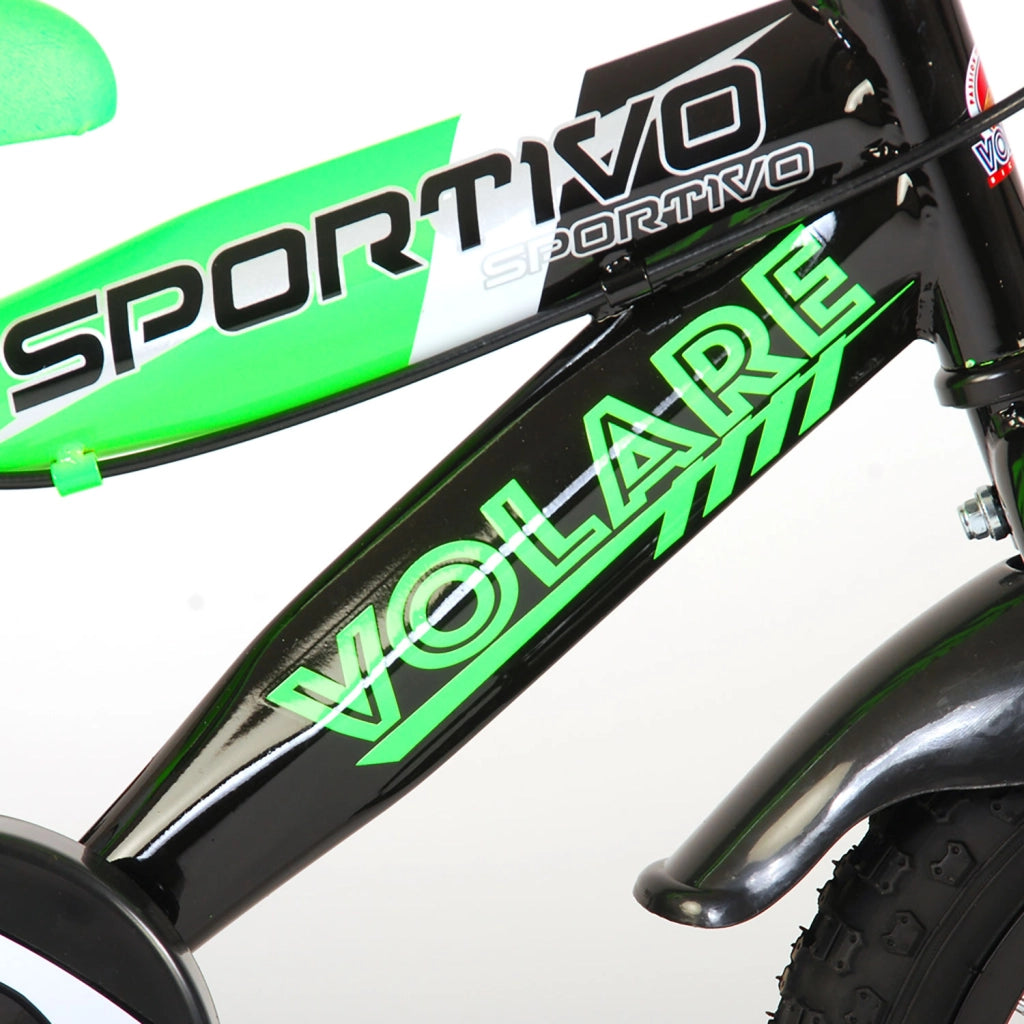 Bicicletta per Bambini 14" Stabilizzatori e Freni Caliper Verde