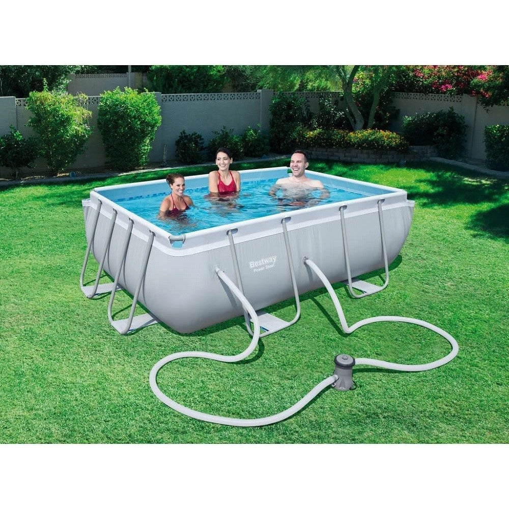 Trade Shop - Piscina Fuori Terra Rettangolare Power Steel 282x196x84cm Pompa Filtraggio 56629 -