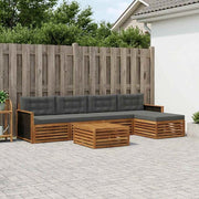 Set di divani da esterno 6 pz Naturale e Antracite Poliestere 3383255