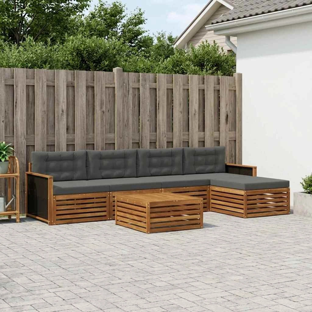 Set di divani da esterno 6 pz Naturale e Antracite Poliestere 3383255