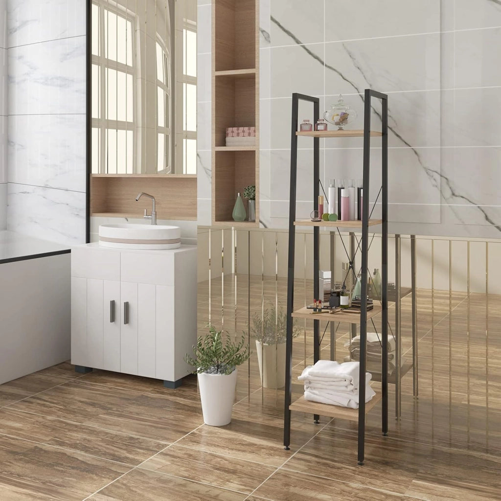Scaffale Angolo a 4 Ripiani per Studio Ufficio Mensole in Legno Fioriera Porta Piante RGB9284hei
