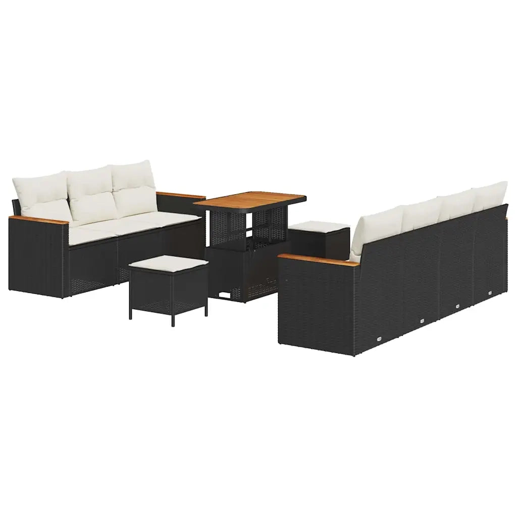 Set Divano da Giardino 14 pcs Nero e Crema polyrattan 3364960