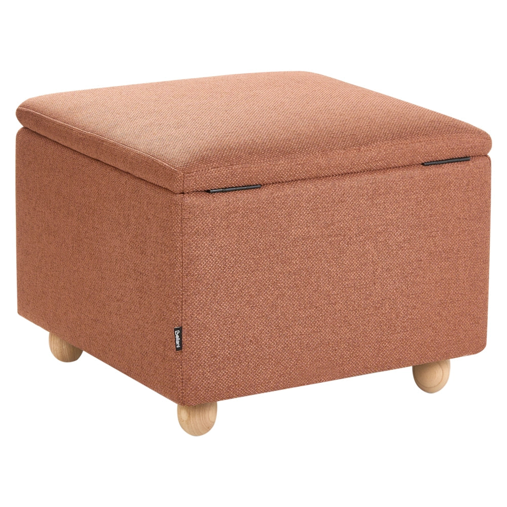 Pouf contenitore Marrone dorato Tessuto Finitura idrorepellente Poggiapiedi imbottito con contenitore Seduta per ingresso