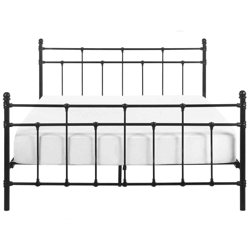 Letto Nero matrimoniale 140 x 200 cm poggiatesta in metallo poggiapiedi