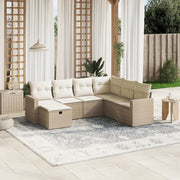 Set Divani da Giardino 7 pz con Cuscini Beige in Polyrattan 3263524