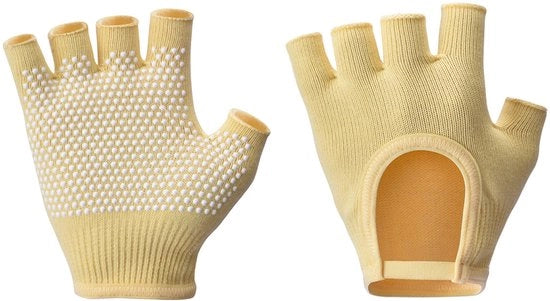 Manubri per yoga per donne Manubri antislip per yoga Manubri respiranti per allenamento Manubri respiranti antislip per allenamento con punti in silicio per - Giallo