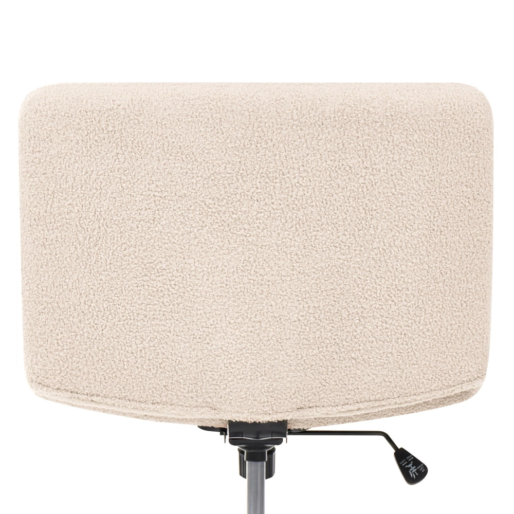Sedia da scrivania per ufficio Boucle Rivestimento ampio senza braccioli Seduta pneumatica Base girevole inclinabile beige chiaro