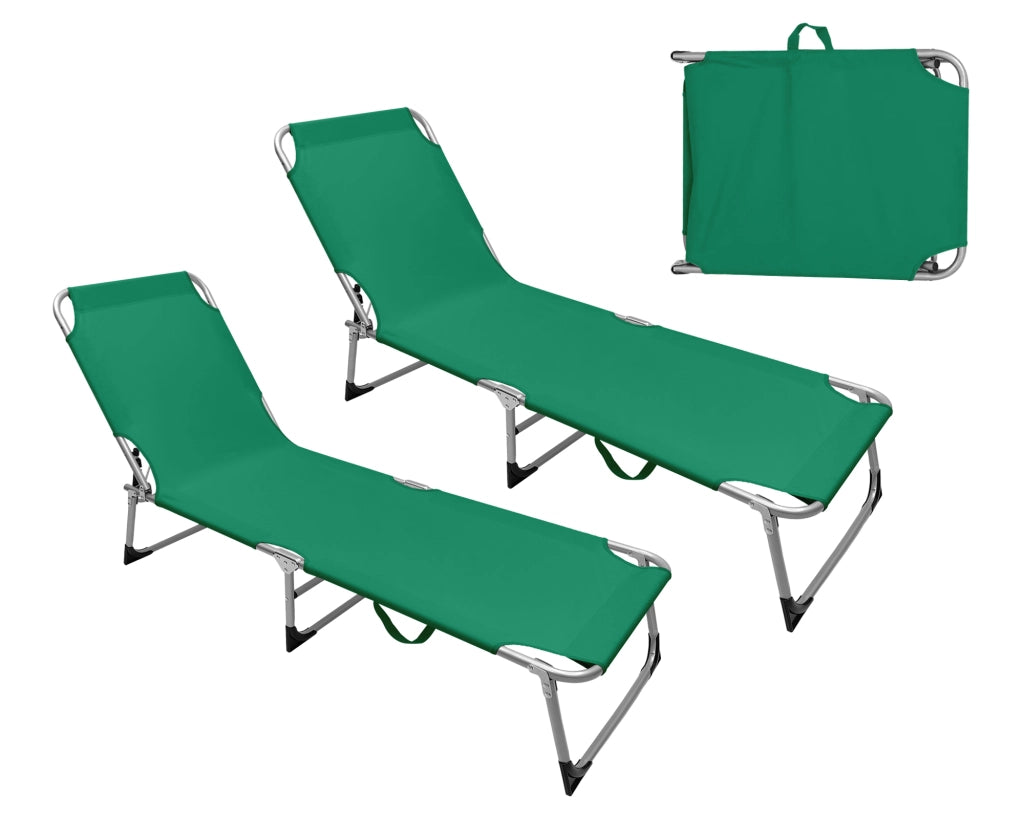 Coppia Set 2 Pezzi Lettino Prendisole Struttura In Alluminio Anodizzato Schienale Regolabile Impermeabile Resistente Raggi Uv Pieghevole Professionale Tessuto Textilene - Petrolio
