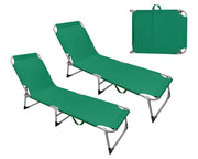 Coppia Set 2 Pezzi Lettino Prendisole Struttura In Alluminio Anodizzato Schienale Regolabile Impermeabile Resistente Raggi Uv Pieghevole Professionale Tessuto Textilene - Petrolio