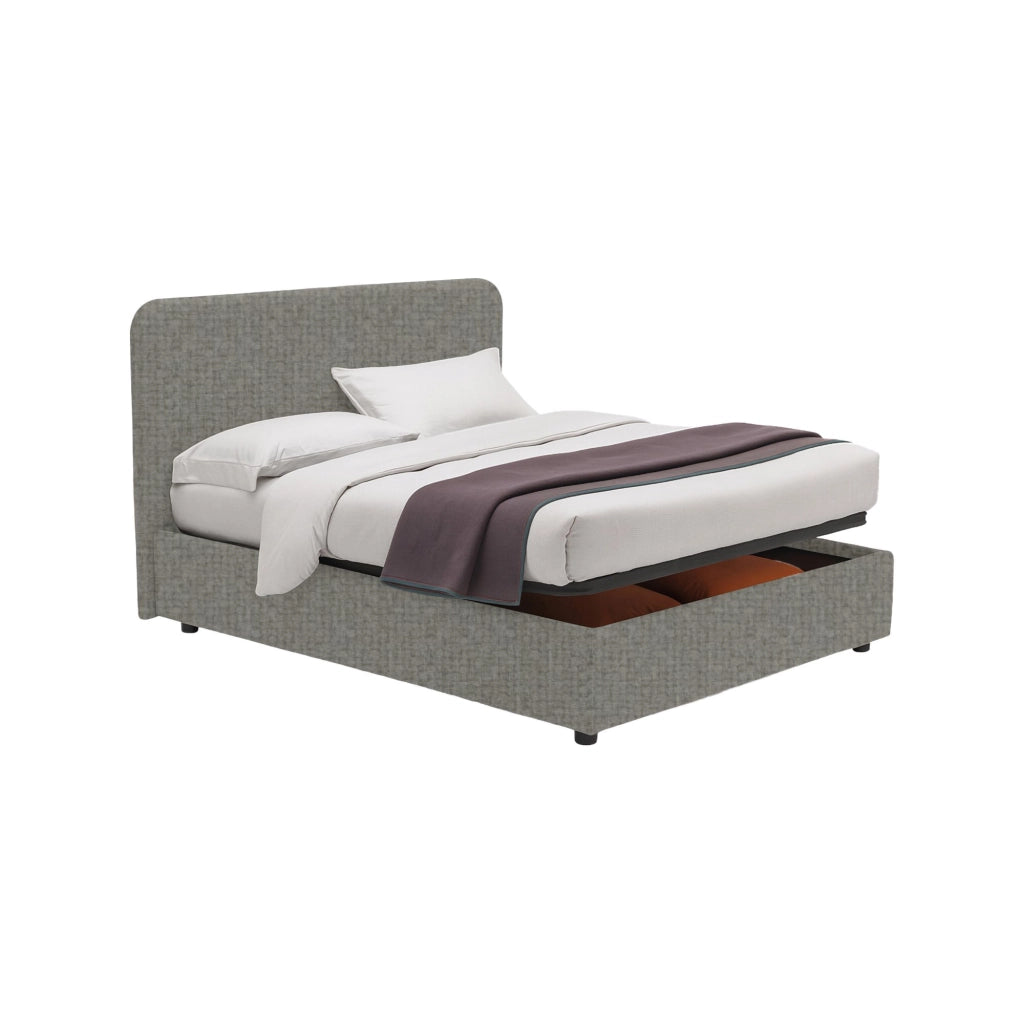 Bury, Letto Matrimoniale Sfoderabile Made in Italy, Grigio Cenere