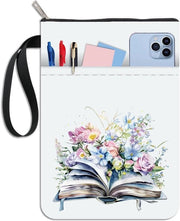Copertina Hardcover Proteggente per Libro con Disegno a Fiore a Due Facce, con Chiusura a Cerniera e Tela Impermeabile, Dimensioni 13,3 x 9,4 Pollici con Protezione Extra