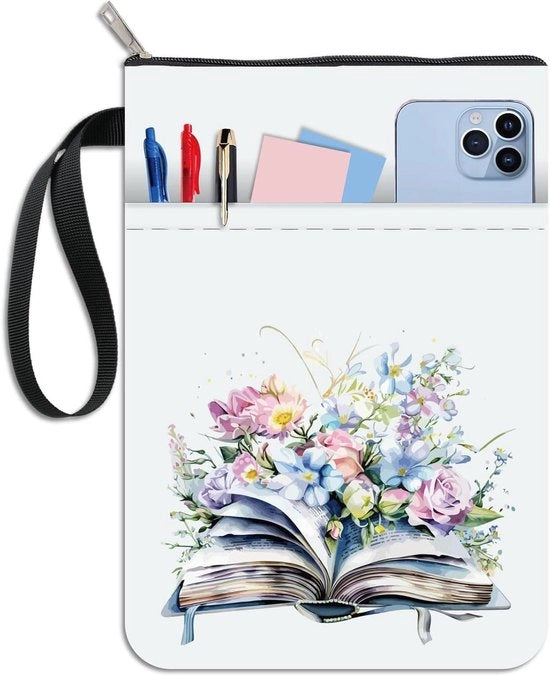 Copertina Hardcover Proteggente per Libro con Disegno a Fiore a Due Facce, con Chiusura a Cerniera e Tela Impermeabile, Dimensioni 13,3 x 9,4 Pollici con Protezione Extra