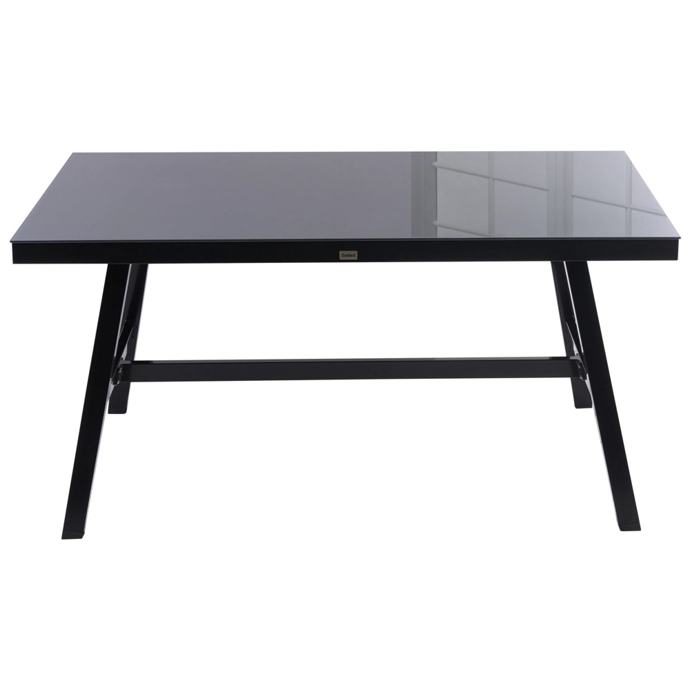 Tavolo da Pranzo da Giardino Nero 150 x 90 cm Struttura in Metallo Alluminio Rettangolare Moderno Industriale