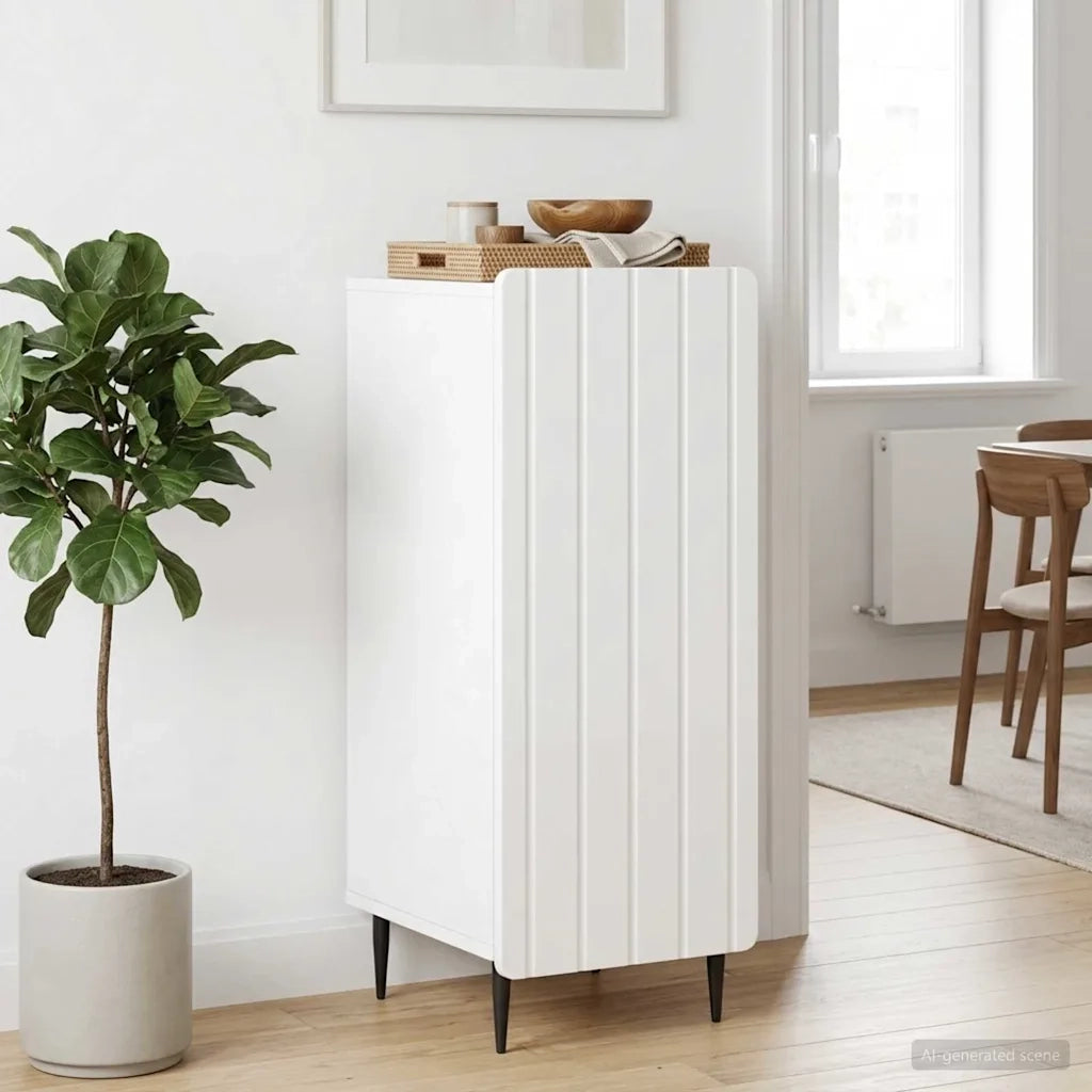Credenza Bianco Lucido 34,5 x 33 x 92 cm Legno ingegnerizzato 894369