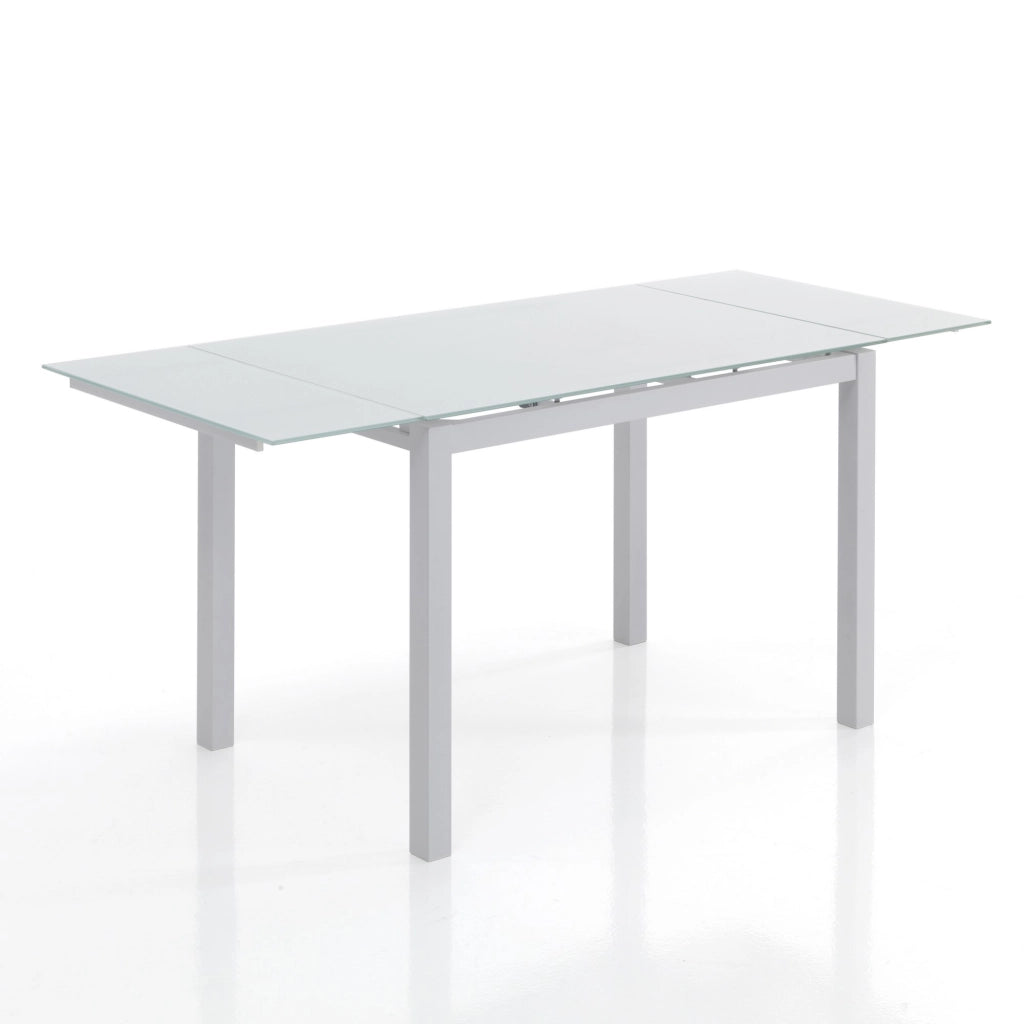 Tavolo allungabile in vetro temprato bianco cm. H.76 x L.110 x P.70
