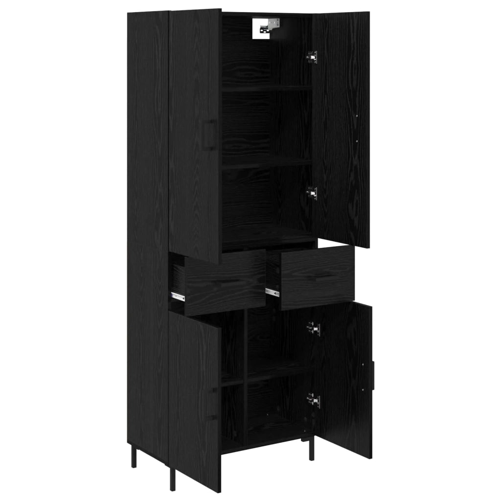 Credenza | Madia | Buffet da pranzo | Armadio da pranzo Rovere Nero 69,5 x 34 x 180 cm Legno multistrato