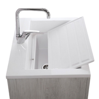 Mobile Lavatoio Sospeso Vasca Zeus in MineralMarmo Apertura a Cassettone 80x48x50 cm Olmo Bianco