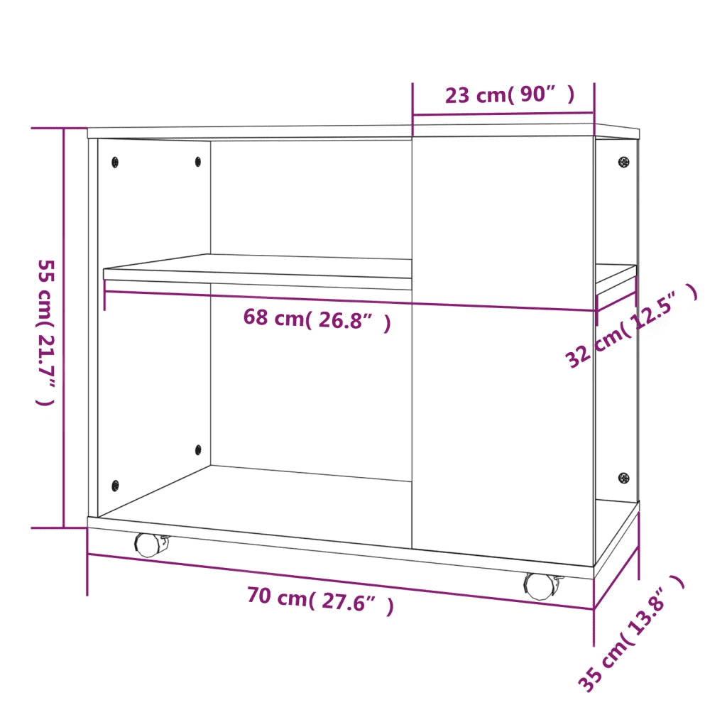 Tavolino da Salotto Rovere Marrone 70x35x55cm Legno Multistrato 815107