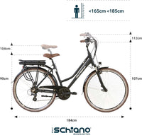 F.LLI SCHIANO E--RIDE 28" bicicletta elettrica, bici da citta per adulti uomo/donna, e-bike ibrida con batteria da 36V, 