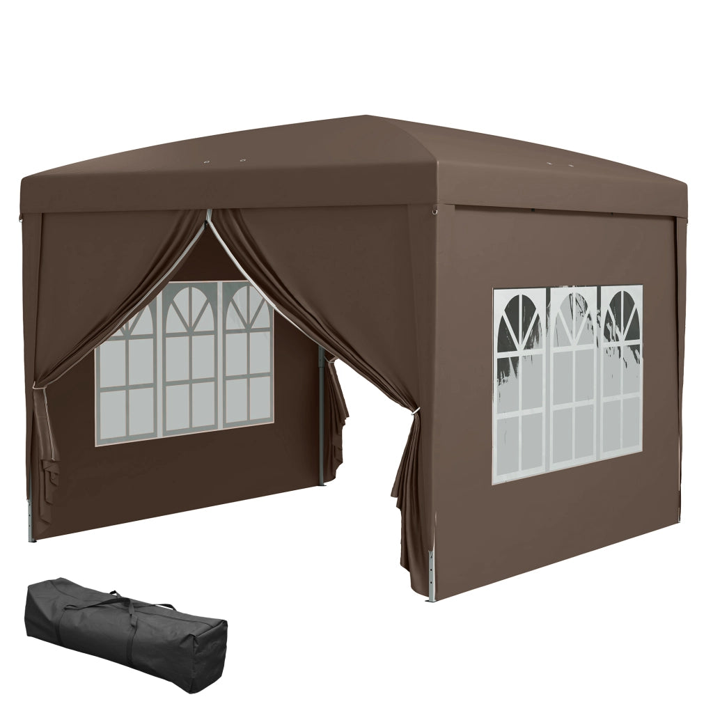 Tenda da giardino pieghevole 3x3 m ¨C zephmum ¨C marrone con 4 pareti laterali