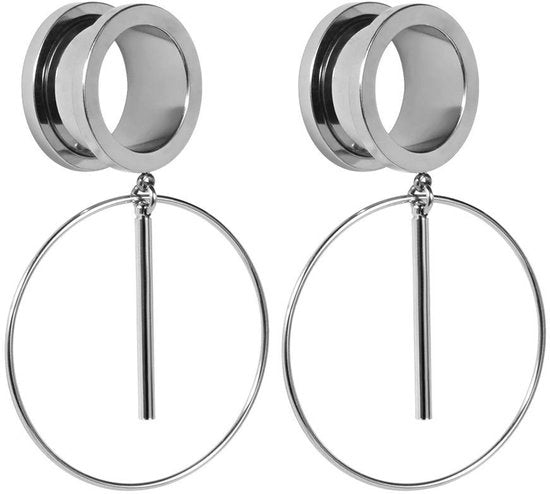 Set di Orecchini in Acciaio Inossidabile 8 pezzi - Dangle Plugs/Tunnels - Comfortevoli - Regalo per Donne/Uomini - Diversi Diametri 6-25 mm - Orecchini per Orecchie