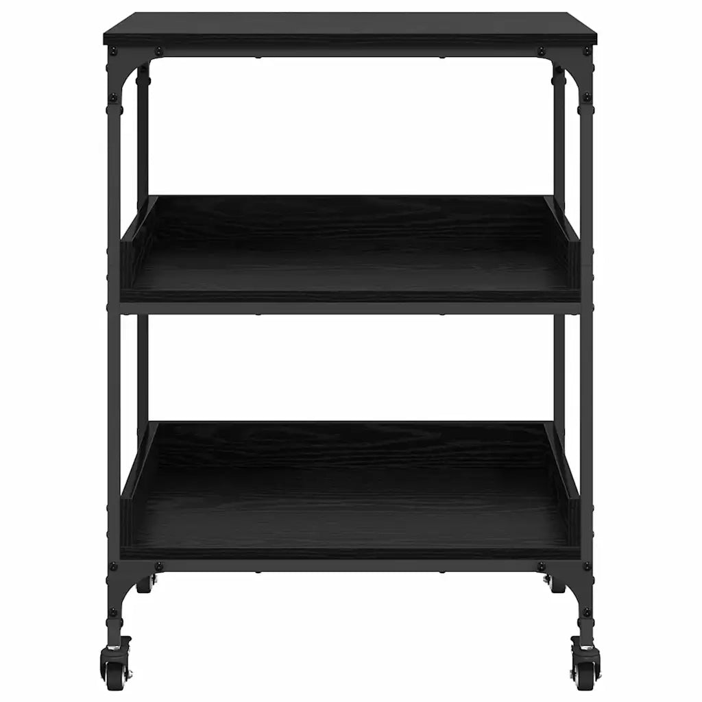 Carrello da Cucina-Scaffale per Cucina Rovere Nero 60 x 41 x 80.5 cm