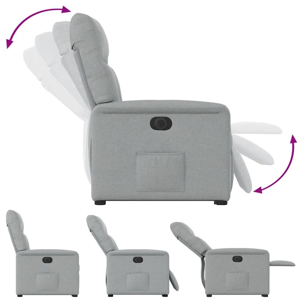 vidaXL Poltrona Reclinante Alzapersona Elettrica Grigio Chiaro Tessuto
