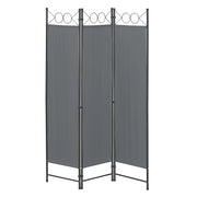 Paravento Pieghevole Saragossa in 3 Pannelli Parete Divisoria 171 x 120 cm - Grigio Scuro [en.casa]
