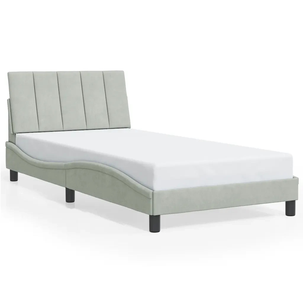 Giroletto senza Materasso Grigio Chiaro 100x200 cm Velluto