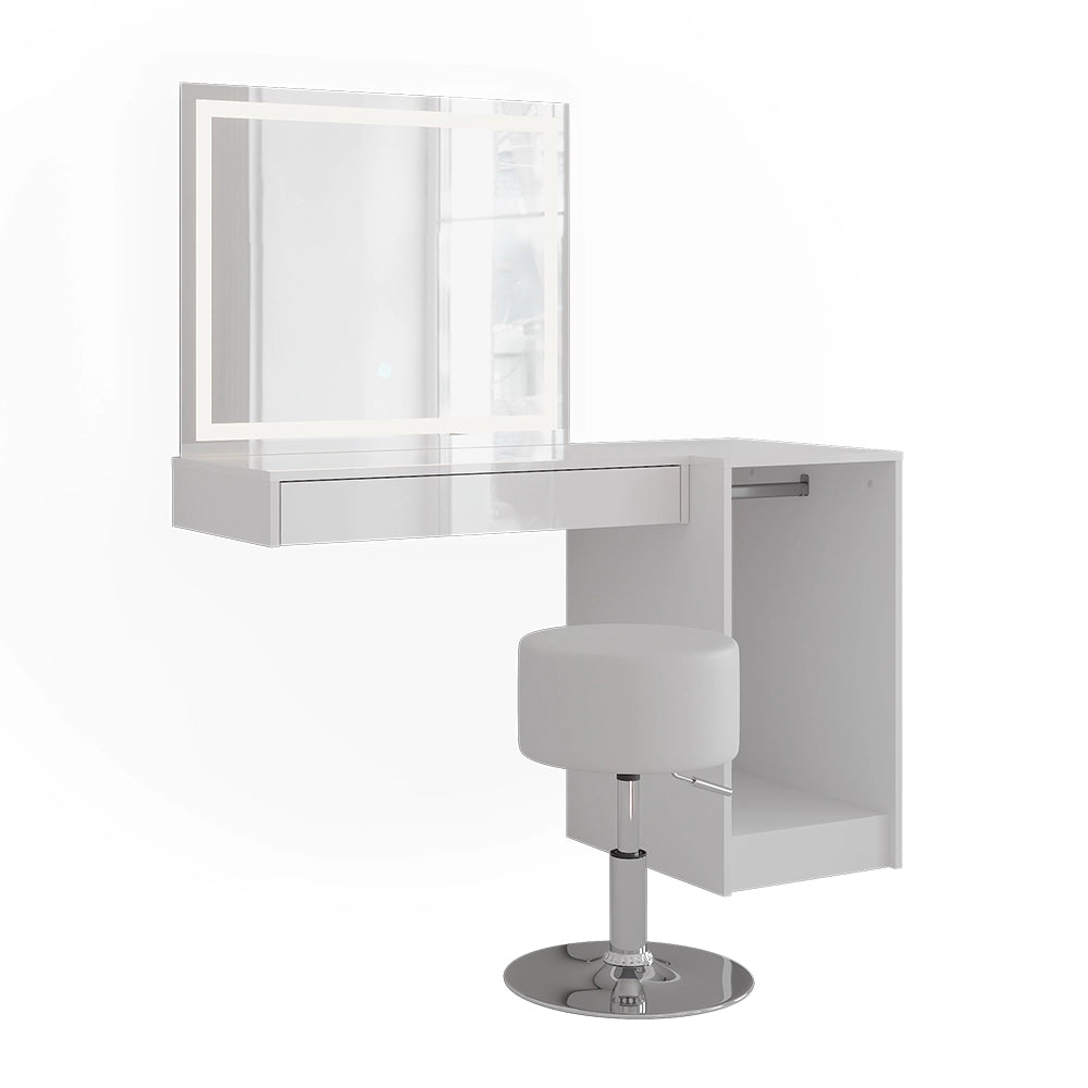 Vicco Tavolo da toeletta Bianco/bianco lucido 120 cm 4 parti