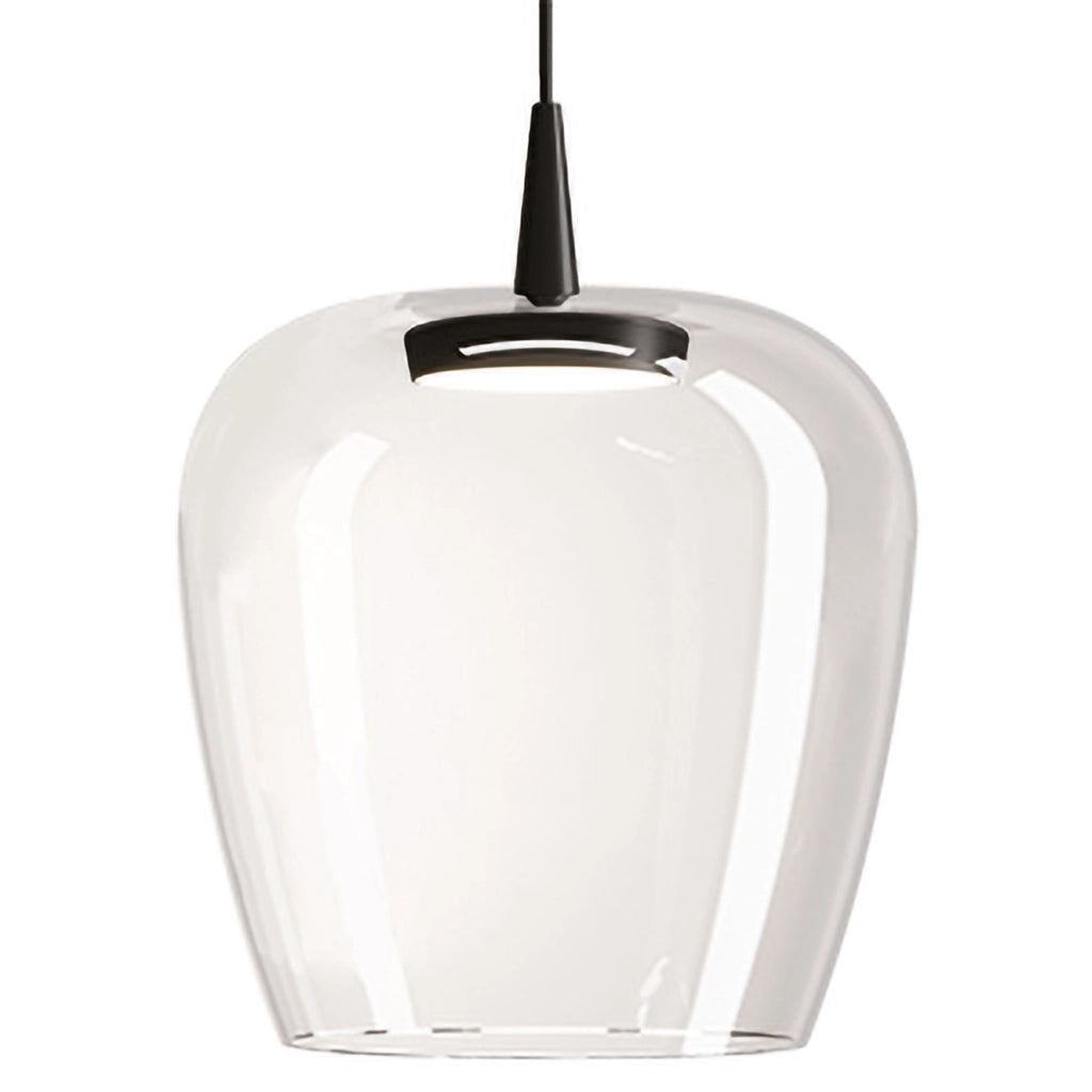 Zafferano Lampada a Sospensione Bilia 230V LED 8W 2700K 645lm Vetro Borosilicato Soffiato a Bocca Colore Nero Trasparente Diametro 27 cm