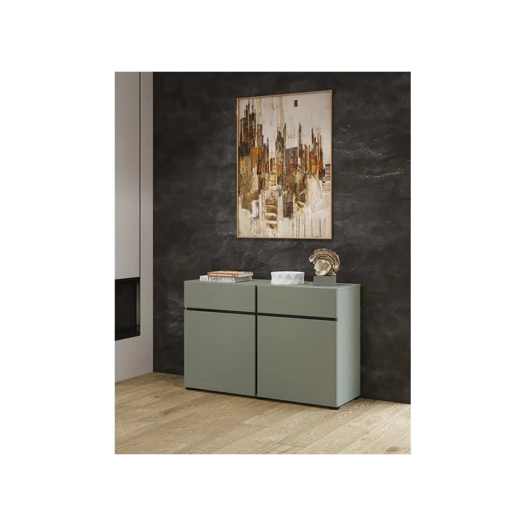 Buffet color salvia verde 120cm collezione HAVANA. Credenza design con 2 porte e 2 cassetti.