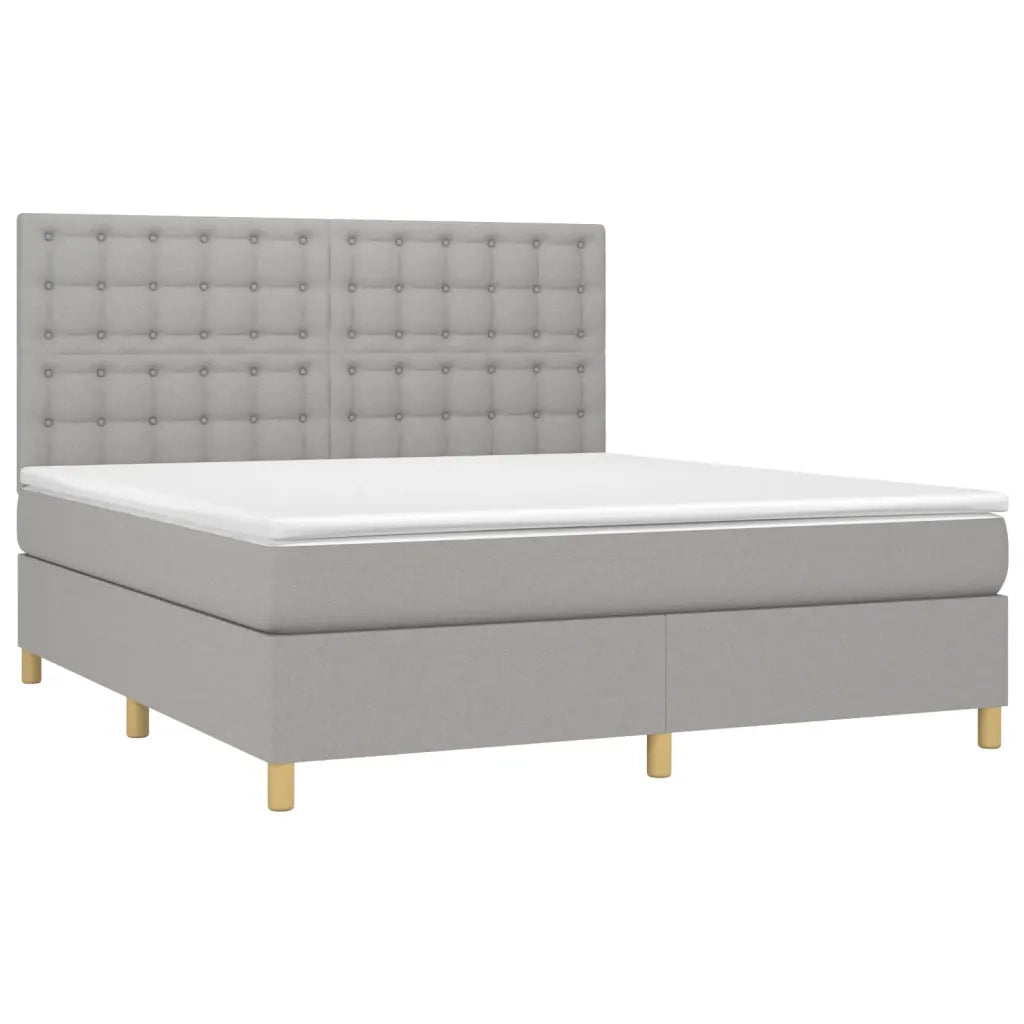 Letto a Molle Materasso e LED Grigio Chiaro 180x200 cm Tessuto 3135773