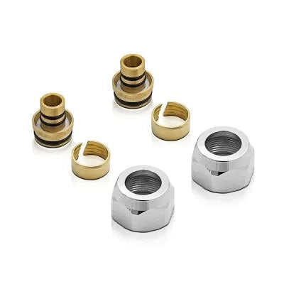 Kit valvole termoarredo raccordi multi 16x2 e testa termostatica cromo