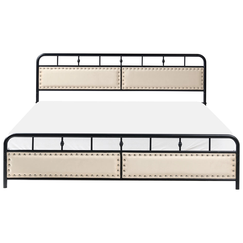 Letto in metallo nero con struttura a doghe rete 180 x 200 cm testiera moderna camera da letto