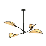 Sospensione Nordica 4 Luci Ares In Acciaio E Rattan Con Bracci Regolabili