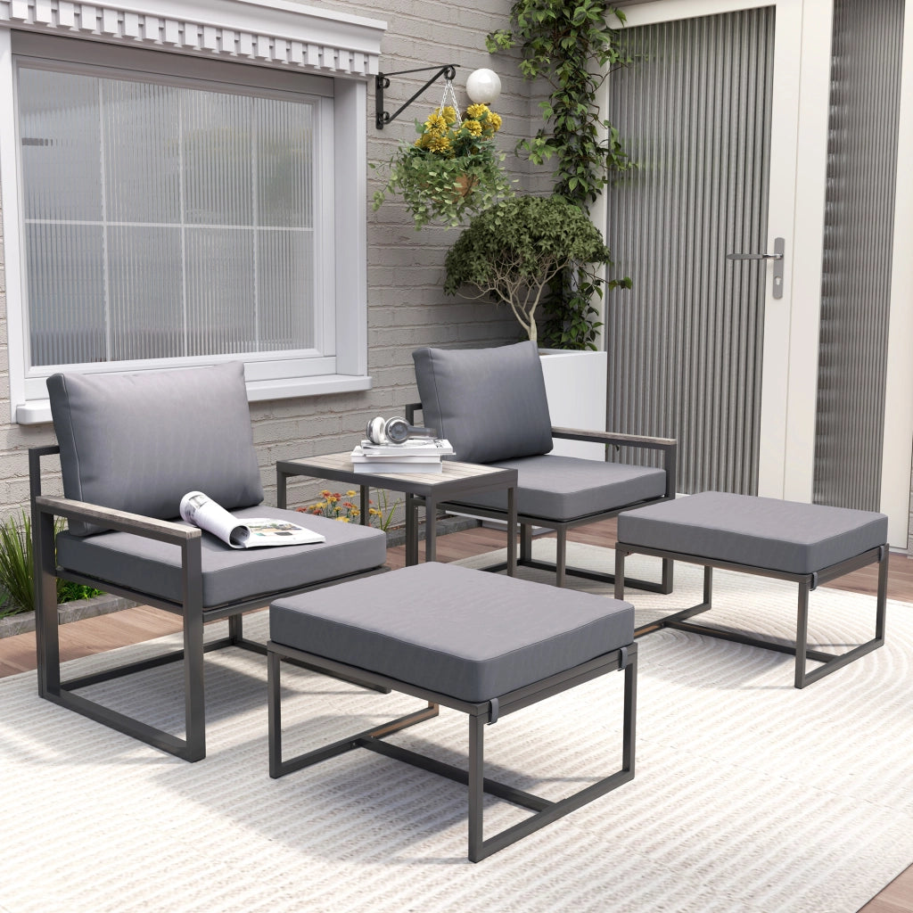 Set Divano da Giardino 2 Posti con Tavolino e Cuscini ¨C Zephmum ¨C Grigio Polyrattan