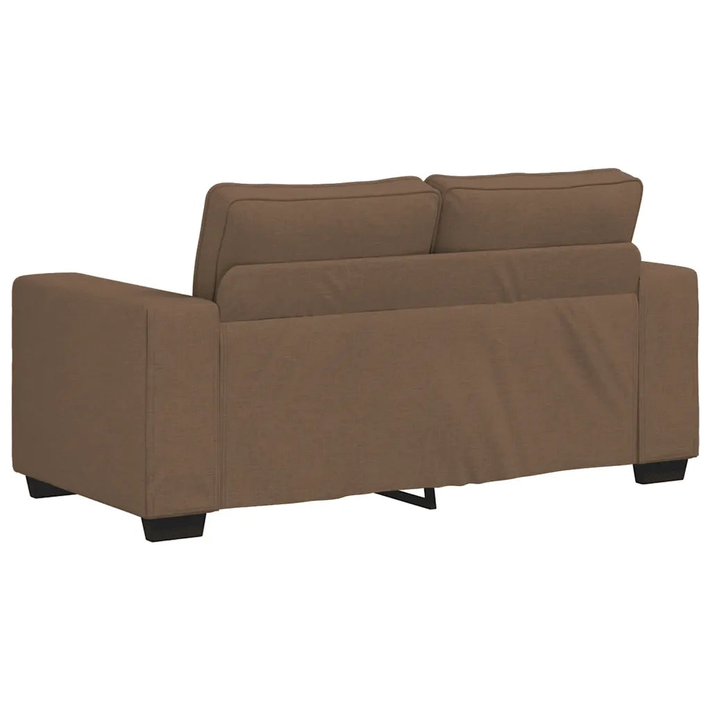 Set di Divani 2 pz con Cuscini Marrone in Tessuto