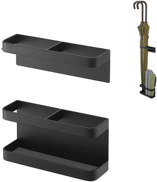 Sostegno di Ombrello in Alto Regolabile - Montaggio Magnetico alla Parete - Raccogliacqua - Design Moderno - Acciaio di Carbonio
