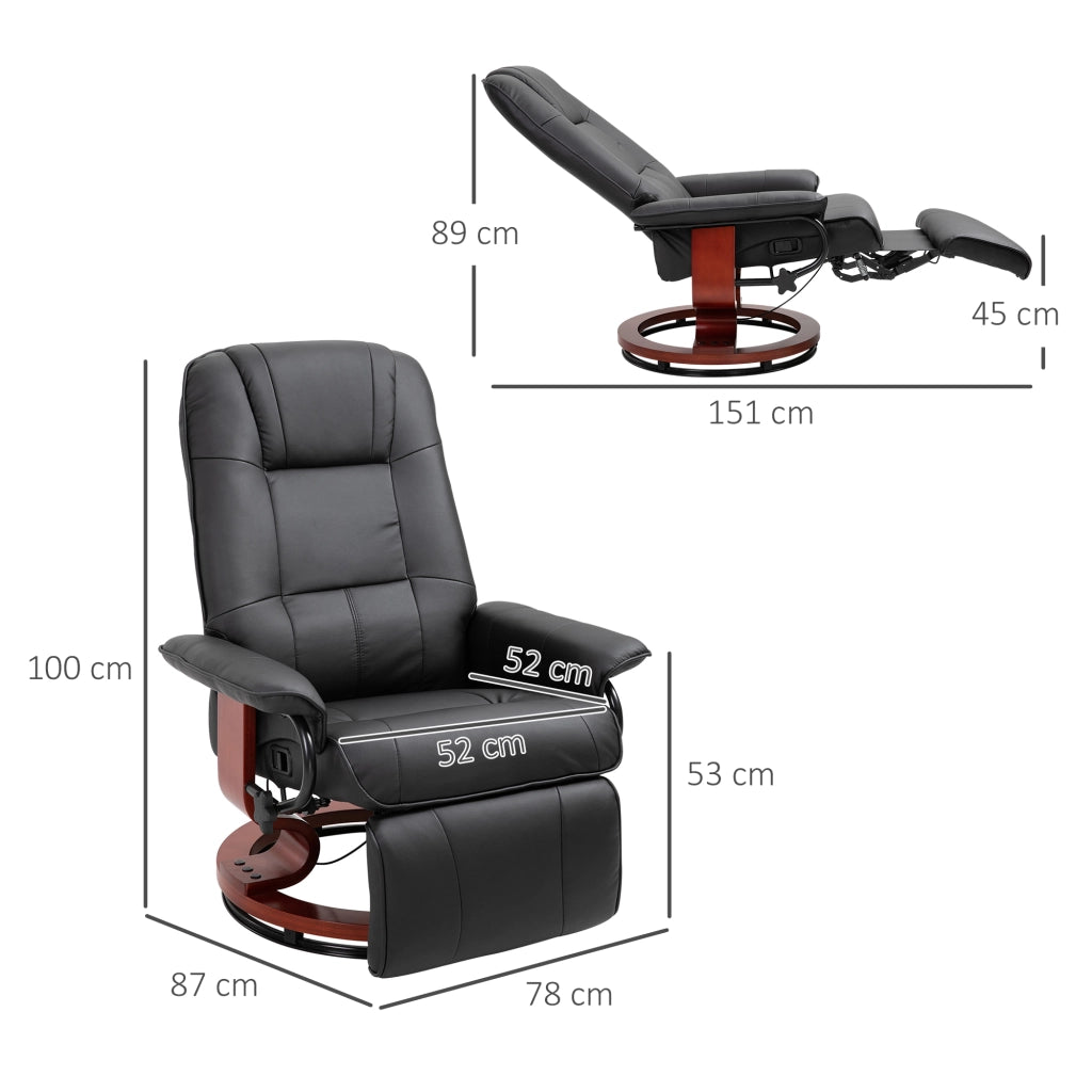 Poltrona Relax Reclinabile con Poggiapiedi ¨C zephmum ¨C Finta Pelle, Nero