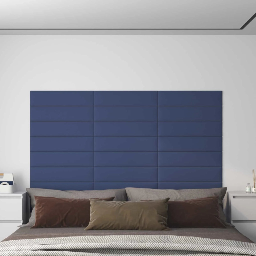Testiera da Parete 12 pcs Blu 60 x 15 cm Tessuto 4008334