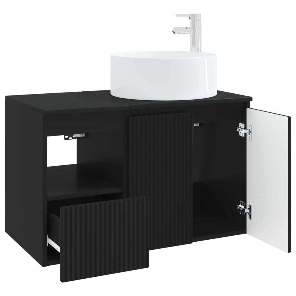 Set di mobili per il bagno 2 pz Nero Legno ingegnerizzato 3404105