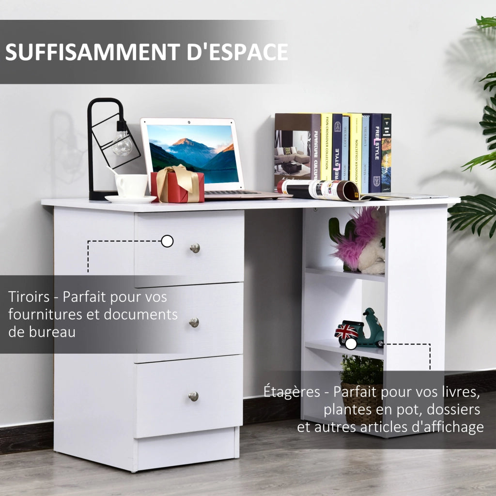 Scrivania con cassetti e scaffali ¨C Minimal ¨C bianco 120x49x72 cm