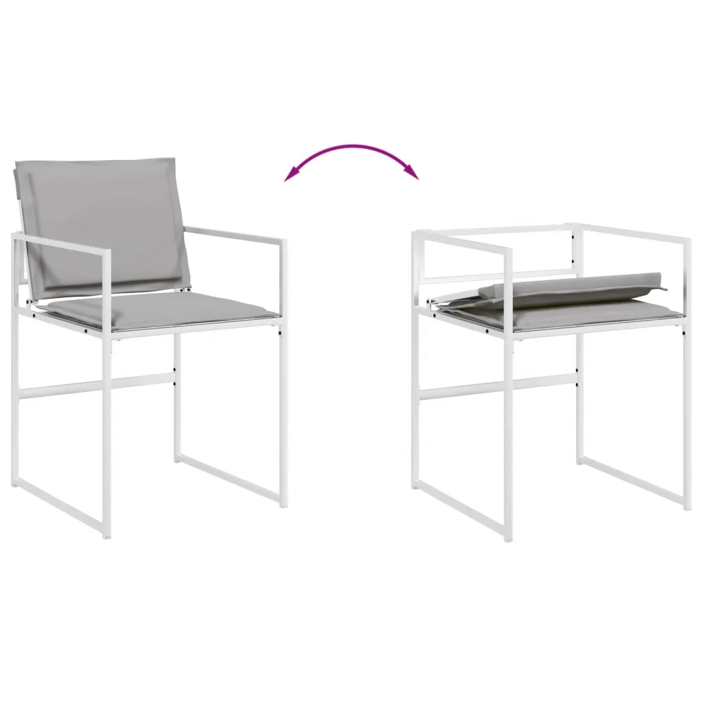 Set da Pranzo da Giardino 7 pz | Set Salotto da Giardino con Cuscini Bianco in Textilene