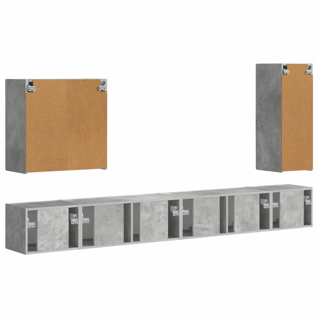 Set di Mobiletto da TV a Parete 6 pcs Grigio cemento