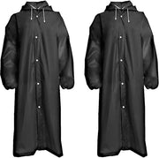 2 Set di Poncho EVA Impermeabile, Poncho Impermeabile, Poncho Recuperabile, Abbigliamento da Pioggia Portatile, per Bicicletta, Escursioni a Piedi, Pesca, Campeggio (Nero)